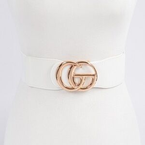 ShopEvelynne White Belt with Gold Accent
